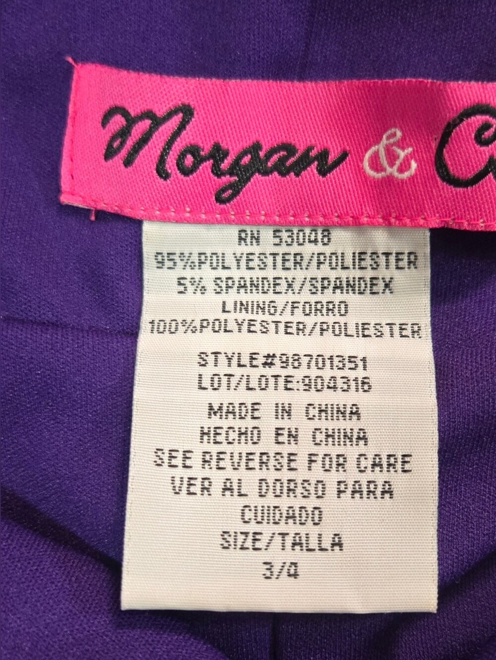 Morgan & Co Purple Satin Cocktail Dress Sweetheart Sheath Size 3 4 - Picture 13 of 14